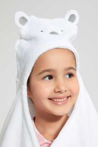 Redtag-White-Bear-Hooded-Blanket-Baby-Blankets-Baby-0 to 12 Months