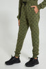 Redtag-Olive-Allover-Ny-Print-Jog-Suit-Jog-Sets-Senior-Boys-9 to 14 Years