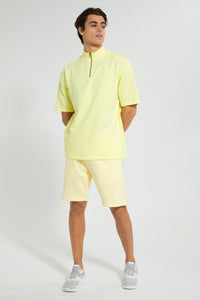 Redtag-Yellow-Half-Zip-Loungewear-T-Shirt-Loungewear-Men's-