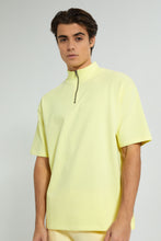 تنزيل الصورة على معرض الصور، Redtag-Yellow-Half-Zip-Loungewear-T-Shirt-Loungewear-Men&#39;s-
