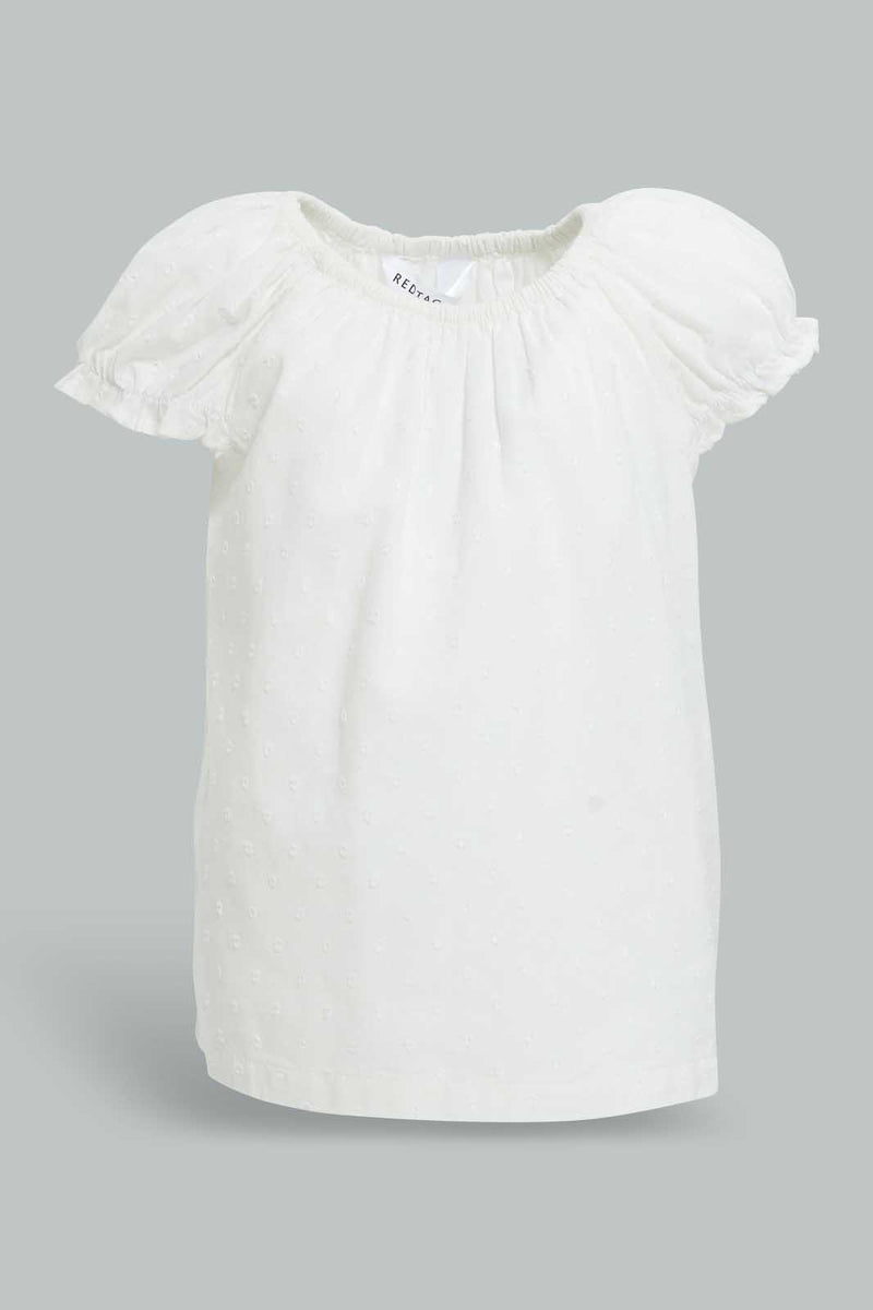 Redtag-Offwhite-Solid-Top-Blouses-Infant-Girls-3 to 24 Months