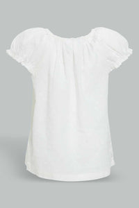 Redtag-Offwhite-Solid-Top-Blouses-Infant-Girls-3 to 24 Months