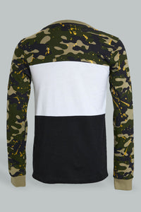 Redtag-C-Color-Block-T-Shirt-Embellished-Senior-Boys-9 to 14 Years