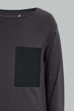 Load image into Gallery viewer, Redtag-Charcoal-Patch-With-Emboss-Print-T-Shirt-Cut-And-Sewn-Senior-Boys-9 to 14 Years
