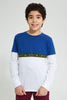 Redtag-Blue-Tape-In-Between-T-Shirt-Embellished-Senior-Boys-9 to 14 Years