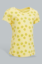 Load image into Gallery viewer, Redtag-Yellow-Printed-Graphic-Short-Sleeve-Tee-All-Over-Prints-Infant-Girls-3 to 24 Months
