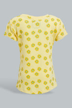 Load image into Gallery viewer, Redtag-Yellow-Printed-Graphic-Short-Sleeve-Tee-All-Over-Prints-Infant-Girls-3 to 24 Months
