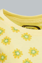 Load image into Gallery viewer, Redtag-Yellow-Printed-Graphic-Short-Sleeve-Tee-All-Over-Prints-Infant-Girls-3 to 24 Months
