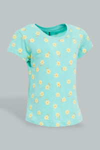 Redtag-Mint-Placement-Print-Graphic-Short-Sleeve-T-Shirt-Colour:Mint,-Filter:Infant-Girls-(3-to-24-Mths),-Infant-Girls-T-Shirts,-New-In,-New-In-ING,-Non-Sale,-S22B,-Section:Kidswear,-TBL-Infant-Girls-3 to 24 Months