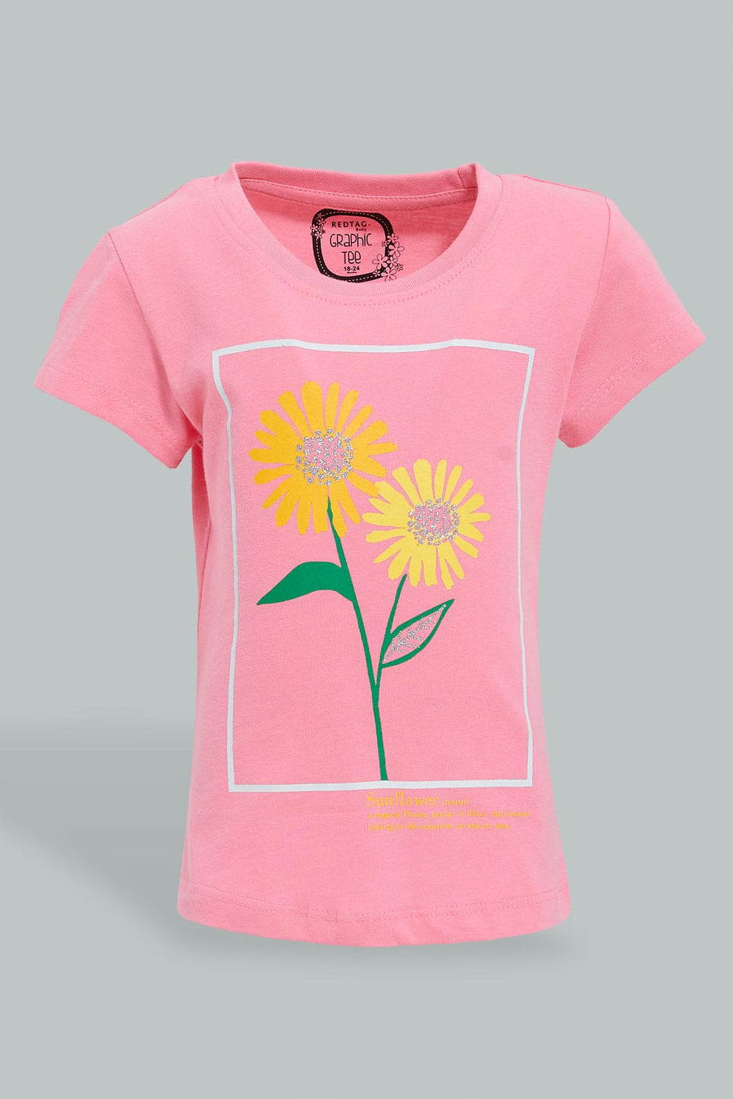 Redtag-Pink-Placement-Print-Graphic-Short-Sleeve-T-Shirt-Colour:Pink,-Filter:Infant-Girls-(3-to-24-Mths),-Infant-Girls-T-Shirts,-New-In,-New-In-ING,-Non-Sale,-S22B,-Section:Kidswear,-TBL-Infant-Girls-3 to 24 Months