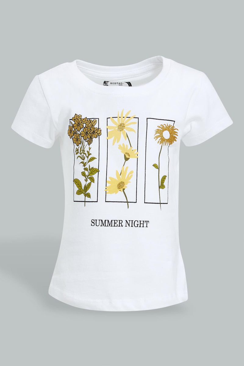 Redtag-White-Placement-Print-Graphic-Short-Sleeve-T-Shirt-Colour:White,-Filter:Infant-Girls-(3-to-24-Mths),-Infant-Girls-T-Shirts,-New-In,-New-In-ING,-Non-Sale,-S22B,-Section:Kidswear,-TBL-Infant-Girls-3 to 24 Months