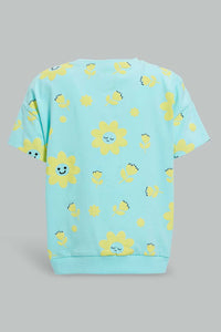 Redtag-Aqua-Short-Sleeve-Aop-Tee-All-Over-Prints-Infant-Girls-3 to 24 Months