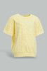 Redtag-Yellow-Short-Sleeve-Aop-Tee-All-Over-Prints-Infant-Girls-3 to 24 Months