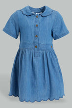 Load image into Gallery viewer, Redtag-Colar-Front-Open-Denim-Dress-Colour:Blue,-Filter:Infant-Girls-(3-to-24-Mths),-Infant-Girls-Dresses,-New-In,-New-In-ING,-Non-Sale,-S22B,-Section:Kidswear-Infant-Girls-3 to 24 Months
