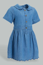 Load image into Gallery viewer, Redtag-Colar-Front-Open-Denim-Dress-Colour:Blue,-Filter:Infant-Girls-(3-to-24-Mths),-Infant-Girls-Dresses,-New-In,-New-In-ING,-Non-Sale,-S22B,-Section:Kidswear-Infant-Girls-3 to 24 Months
