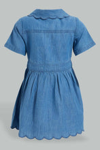 Load image into Gallery viewer, Redtag-Colar-Front-Open-Denim-Dress-Colour:Blue,-Filter:Infant-Girls-(3-to-24-Mths),-Infant-Girls-Dresses,-New-In,-New-In-ING,-Non-Sale,-S22B,-Section:Kidswear-Infant-Girls-3 to 24 Months
