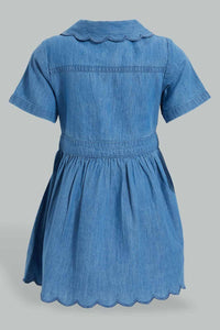 Redtag-Colar-Front-Open-Denim-Dress-Colour:Blue,-Filter:Infant-Girls-(3-to-24-Mths),-Infant-Girls-Dresses,-New-In,-New-In-ING,-Non-Sale,-S22B,-Section:Kidswear-Infant-Girls-3 to 24 Months