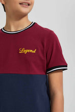 Load image into Gallery viewer, Redtag-Burgundy-Color-Block-T-Shirt-All-Over-Prints-Senior-Boys-9 to 14 Years
