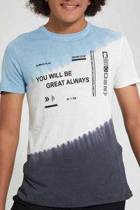 Redtag-Blue-Tye-Dye-T-Shirt-All-Over-Prints-Senior-Boys-9 to 14 Years