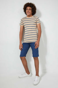 Redtag-Beige-Stripe-T-Shirt-Striped-Senior-Boys-9 to 14 Years