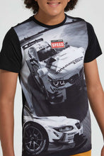 Load image into Gallery viewer, Redtag-Black-Racing-Car-T-Shirt-All-Over-Prints-Senior-Boys-9 to 14 Years
