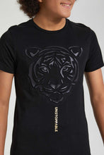 Load image into Gallery viewer, Redtag-Black-Emboss-Tiger-Face-T-Shirt-All-Over-Prints-Senior-Boys-9 to 14 Years
