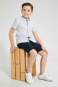 Redtag-White-Printed-Short-Sleeve-Shirt-Casual-Shirts-Boys-2 to 8 Years