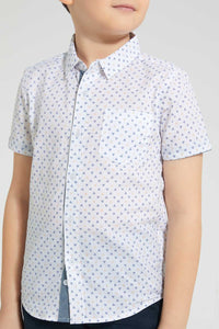 Redtag-White-Printed-Short-Sleeve-Shirt-Casual-Shirts-Boys-2 to 8 Years