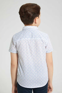 Redtag-White-Printed-Short-Sleeve-Shirt-Casual-Shirts-Boys-2 to 8 Years
