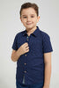 Redtag-Navy-Printed-Short-Sleeve-Shirt-Casual-Shirts-Boys-2 to 8 Years