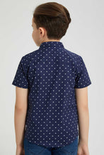 تنزيل الصورة على معرض الصور، Redtag-Navy-Baseball-Printed-Short-Sleeve-Shirt-Casual-Shirts-Boys-2 to 8 Years
