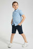 Redtag-Blue-Printed-Short-Sleeve-Shirt-Casual-Shirts-Boys-2 to 8 Years