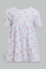 Load image into Gallery viewer, Redtag-Grey-Bunny-Print-Dress-Dresses-Baby-0 to 12 Months
