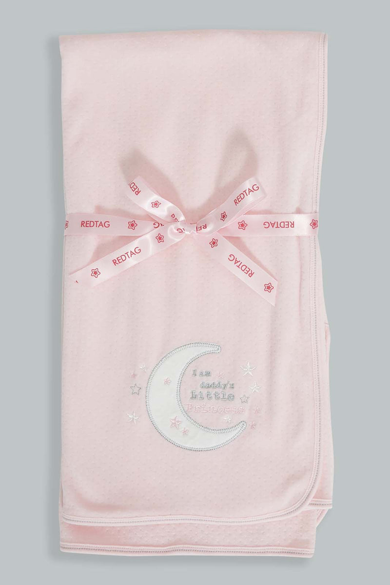 Redtag-Pink-I--Am-Daddys-Little-Princess-Double-Sided-Veloure-Blanket-Baby-Blankets-Baby-0 to 12 Months