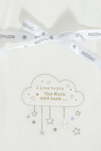 Redtag-White-I-Love-You-To-The-Moon-And-Back-Double-Sided-Blanket-Baby-Blankets-Baby-0 to 12 Months