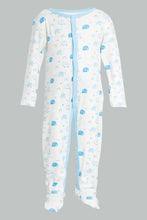 تنزيل الصورة على معرض الصور، Redtag-Blue-Elephant-Print-Sleep-Suit-Sleepsuits-Baby-0 to 12 Months
