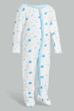 تنزيل الصورة على معرض الصور، Redtag-Blue-Elephant-Print-Sleep-Suit-Sleepsuits-Baby-0 to 12 Months
