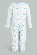 تنزيل الصورة على معرض الصور، Redtag-Blue-Elephant-Print-Sleep-Suit-Sleepsuits-Baby-0 to 12 Months
