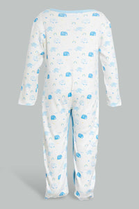 Redtag-Blue-Elephant-Print-Sleep-Suit-Sleepsuits-Baby-0 to 12 Months