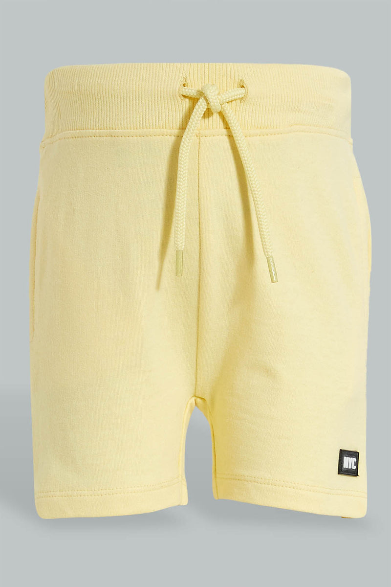 Redtag-Yellow-Terry-Shorts-Character,-Colour:Yellow,-Filter:Infant-Boys-(3-to-24-Mths),-Infant-Boys-Shorts,-New-In,-New-In-INB,-Non-Sale,-S22B,-Section:Kidswear,-TBL-Infant-Boys-3 to 24 Months