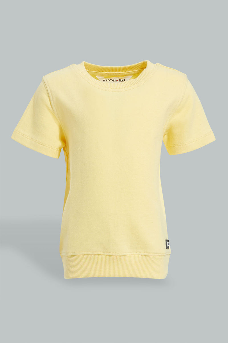 Redtag-Yellow-Terry-Short-Sleeve-T-Shirt-Character,-Colour:Yellow,-Filter:Infant-Boys-(3-to-24-Mths),-Infant-Boys-T-Shirts,-New-In,-New-In-INB,-Non-Sale,-S22B,-Section:Kidswear,-TBL-Infant-Boys-3 to 24 Months