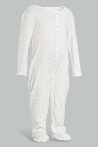 Redtag-Pink-Heart-Print-Sleep-Suit-Sleepsuits-Baby-0 to 12 Months