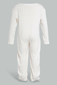 Redtag-Pink-Heart-Print-Sleep-Suit-Sleepsuits-Baby-0 to 12 Months