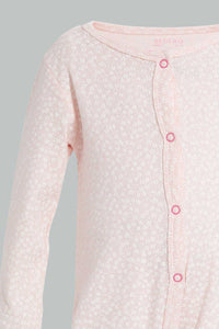 Redtag-Peach-Ditsy-Floral-Sleep-Suit-Sleepsuits-Baby-0 to 12 Months