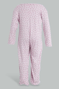 Redtag-Lilac-Heart-Print-Romper-Sleepsuits-Baby-0 to 12 Months