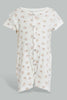 Redtag-Beige-Elephant-Print-Romper-Rompers-Baby-0 to 12 Months