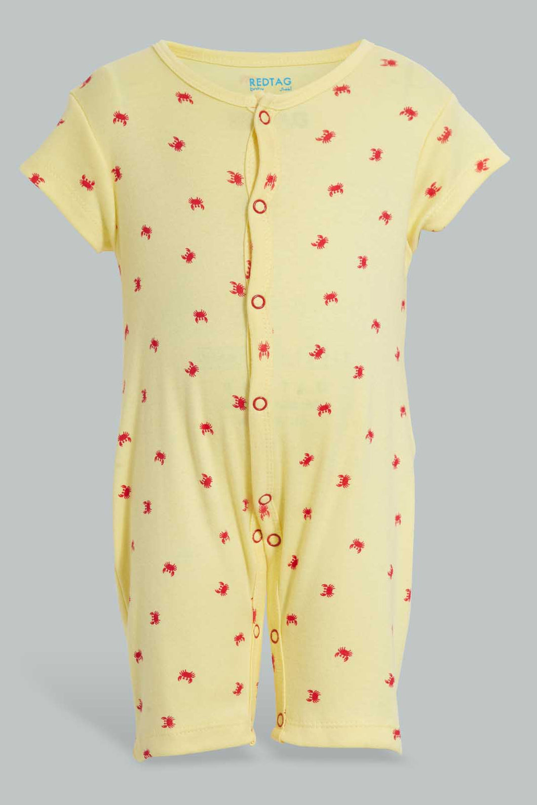 Redtag-Yellow-And-Red-Crab-Print-Romper-Rompers-Baby-0 to 12 Months