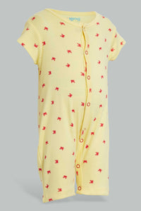 Redtag-Yellow-And-Red-Crab-Print-Romper-Rompers-Baby-0 to 12 Months