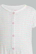 Load image into Gallery viewer, Redtag-Peach-And-Mint-Zigzag-Romper-Rompers-Baby-0 to 12 Months
