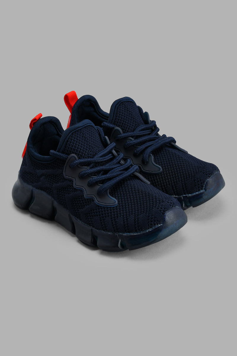 Redtag-Navy-Translucent-Sole-Sneaker-Sneakers-Boys-3 to 5 Years